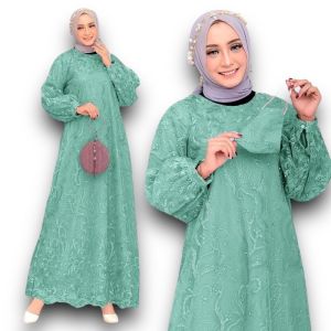 GAMIS ARUNI / BRUKAT MEWAH / BAJU LEBARAN / GAUN PESTA / PAKAIAN WANITA / BUSANA MUSLIM