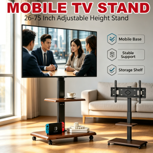 Adjustable 26-75 Inch Stand TV Monitor Stand Hight Adjustable Floor Standing TV Stand With Wheels