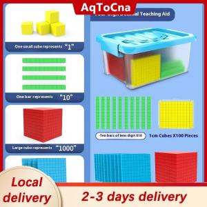 [COD] AqToCna Ship within 24 hours 1 Set Kids Math Plaything Ten Hundred Thousand Blocks Complete Kit Math Blocks Plastic Base Toys Counting Cubes Games