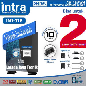 Antena 2 Tv Digital Intra INT-119 Luar Dalam Indoor Outdoor Kabel 10 Meter