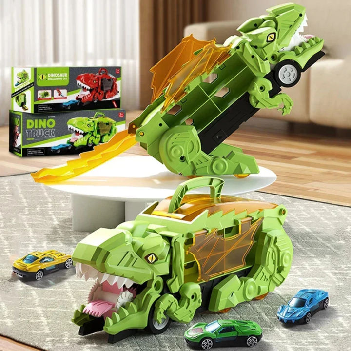 HOLYFUN Dinosaur Truck For Kids With 6 Mini Dinosaurs And 6 Pull Back