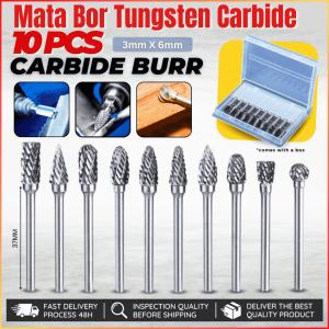 NEW COD JIGONG 10 PCS Mata Bor Tungsten Carbide Multifungsi Set Lengkap Cone Spiral 1/8 Inch JG8