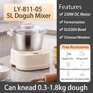 SUNATUR 5L/7L Dough Mixer Automatic Household Kneading Machine Flour Mixer Baking Bread Blender LY-811