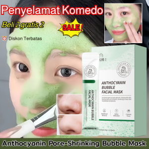 JUELREOU/5g*12 kantong/ Masker gelembung antosianin yang mengecilkan pori-pori dan memutihkan/masker untuk komedo dan jerawat yang membersihkan pori-pori/Whitening bubble mask