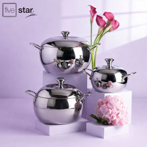 Bộ 3 nồi Inox 304 đúc liền 3 lớp hình táo Fivestar Plus FPB3006 size 18/20/24cm - Bảo hành 25 năm