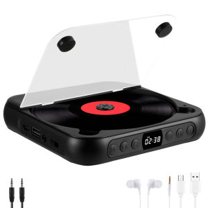 ⭐️【Local warehouse+COD】⭐Portable CD Player with Bluetooth 5.3 Rechargeable Walkman CD Player for Home Built-in HiFi Speakers Headphones LCD Screen Supports CD/AUX/USB and Repeat ModesBlack