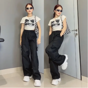 VHELO MULTI POCKET CARGO PANTS - CELANA LOOSE WANITA BOYFRIEND - CELANA CARGO PANJANG WANITA - CELANA PANJANG WANITA KOREAN STYLE
