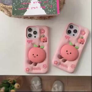 ขาตั้งน่ารัก เหมาะสำหรับพีช 16 แอปเปิ้ล 17ProMax เคสศัพท์ iPhone13 รวมทุกอย่าง 15 ใหม่ นุ่มนวล 13Promax เคสกันกระแทก 14 สาวน้อย ins