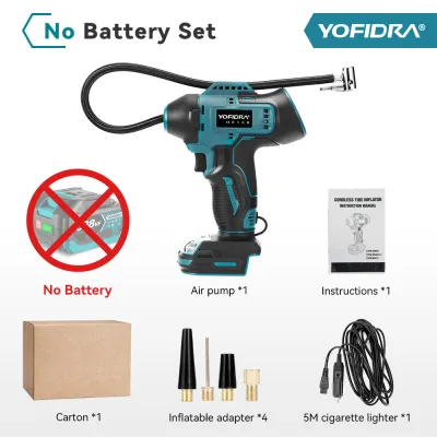 Car Air Pump Electric Air Pump Tire Inflator High Pressure Digital Display Multifunction Car Air Compressor Tool For Makita 18V Battery