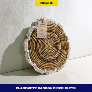 HUGeARNS - Placemate Canggu 2 D20 Putih / Placemat Anyaman Pelepah Pisang Rajut Renda / Placemat Sangat Cocok Untuk Alas Gelas Properti Foto / Placemate/Alas Gelas / Alas Piring / Walldecor Pelepah Pisang / Anyaman Kerajinan Jogja / Placemate Walldecore