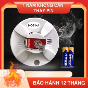 Chuông báo cháy cảm biến khói không dây hobikachuông báo động báo khói tự động dùng pin độ nhạy caobáo cháy độc lập