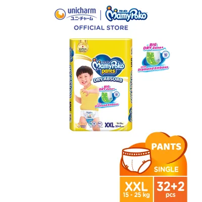 MamyPoko Standard Dry Absorb Pants Baby Diapers XXL32+2s (15 - 25kg)