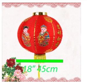 Dekorasi Imlek Motif Anak Kongsi Bahan Kain Tahun Baru 2PCS Lampion Imlek Gambar Cowok Cewek