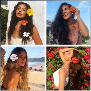 เครื่องประดับหัวชุดน้ำลายดอกไม้สีสันสดใส ขนาดปานกลาง อุปกรณ์เสริมทรงผมชุดว่ายน้ำ เอฟเฟกต์ที่สดใส