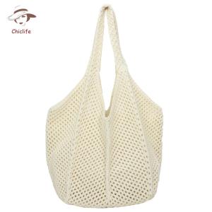 Women Knitted Beach Tote Bag Hollow Out Summer Crochet Large Capacity Casual Tote Bag