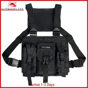 เสื้อกั๊กถุงหน้าอก Oxford Molle หน้าอกแพ็คปรับได้หลายกระเป๋าน้ำหนักเบาสำหรับอุปกรณ์ตั้งแคมป์กลางแจ้ง