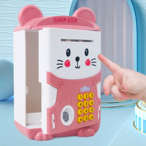 Két sắt mini cảm ứng vân tay tự động hút tiền hình mèo Hello Kitty dễ thương cho bé
