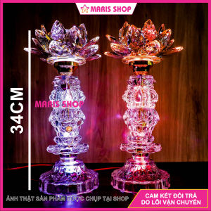 [Giá một cặp] Đèn thờ PHA LÊ NGUYÊN KHỐI CAO 34cm Loại Lớn Cao Cấp LED đổi màu tiết kiệm điện [MRHT65]