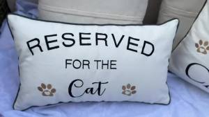 Embroidered Throw Pillow CoverLumbar Pillow Cover with Funny Reserved for The Cat 12X20 inchesCover Only