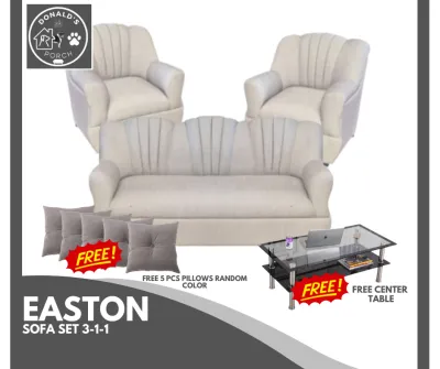 EASTON BUDGET-FRIENDLY AND COMFY SOFA FOR STYLISH LIVING ROOM WITH CENTER TABLE AND 5 PCS PILLOWS - DONALDs PORCH