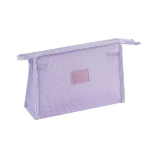 GLOWLITE Lightweight Mesh Handheld Makeup Bag Portable Square Transparent Mesh Cosmetic Bag Simple Large Capacity Storage Toiletry Bag Data Cable Storage