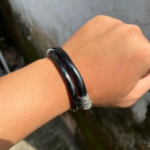HD - Gelang Akar Bahar Hitam Variasi Alpaka Size Kantoran