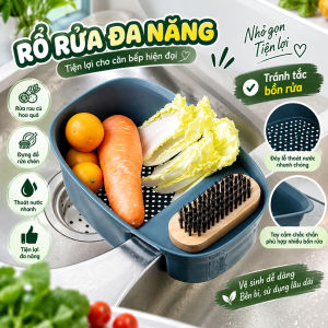 Khay Treo Bồn Rửa Bát 5755 Có Lưới Lọc Rác Đa Năng Rổ Thoát Nước Đựng Rau Củ Đồ Rửa Chén Việt Nhật
