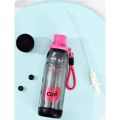 Botol Minum Plastik Transparan "KEEP HAAPY CUP" I Botol Minum Putar Tali Tenteng Kain I 750ML I BPA FREE I HX-3346. 
