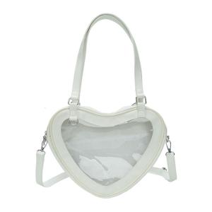 School Girl Heart Shape Shoulder Handbag Japanese Large Capacity Clear Window Crossbody Bag Itabag for Anime Pin Display