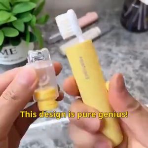 2in1 Travel Toothbrush Set - Foldable Toothpaste Dispenser and Foldable Brush For Camping and Travel