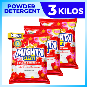 3 KILOS Mighty Clean Detergent Powder Premium Petal Bloom - Powder (RED) - SET 3 KILOS (1 KILO X 3 POUCHES)