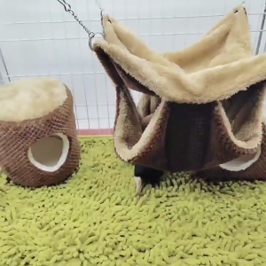 Pet Hamster Hammock Double-layer Guinea Pigs Cages Plush Winter Warm Hanging Nest Sleeping Bed Squirrel Small Pet House