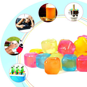 GG 12Pcs Set Whisky Reusable Ice Cube The Summer Wear-resistant Rocks Whiskey Cubes Plastic Accessories