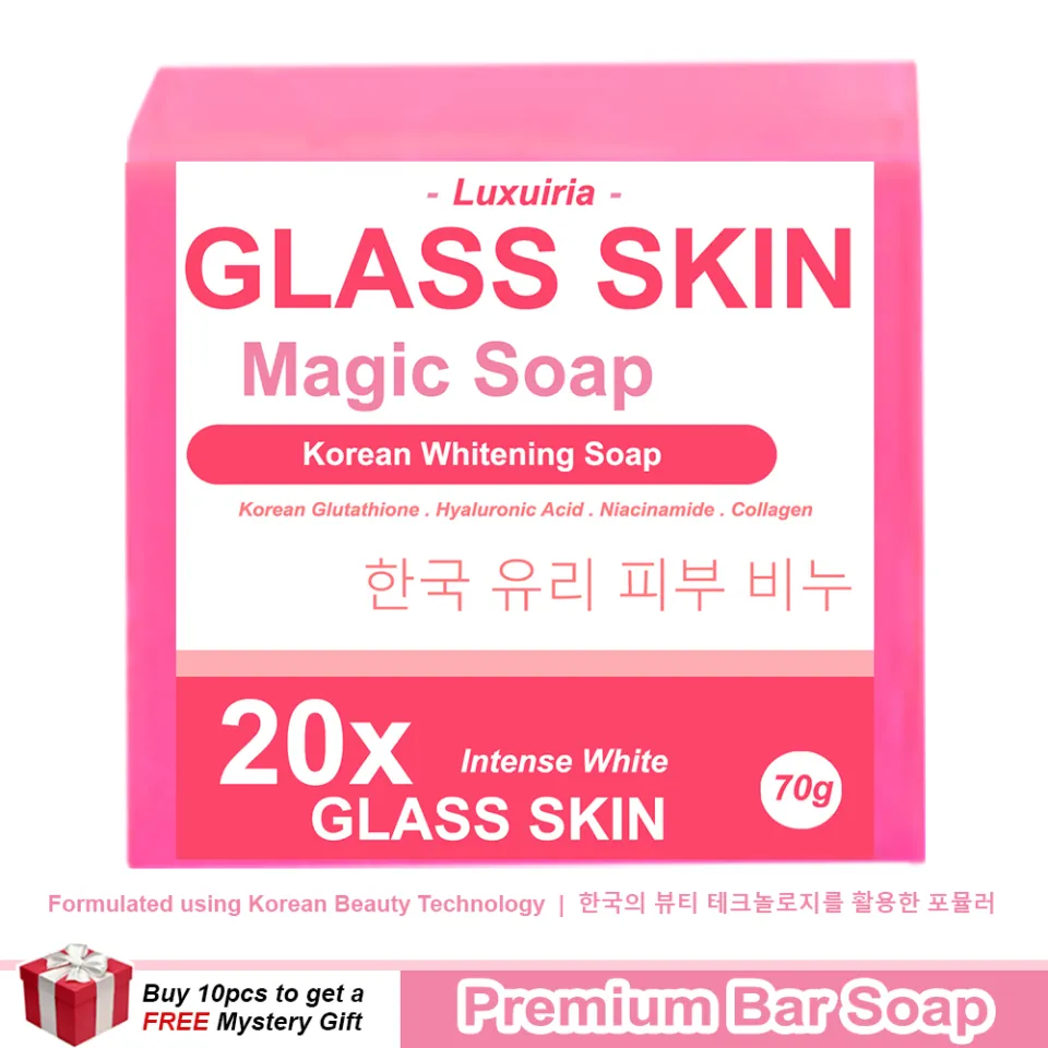 Luxuiria Korean Glass Skin Magic Soap with Collagen - Korean Whitening Milk  Soap with Korean Glutathione, Hyaluronic Acid, Collagen Booster and  Niacinamide 70g