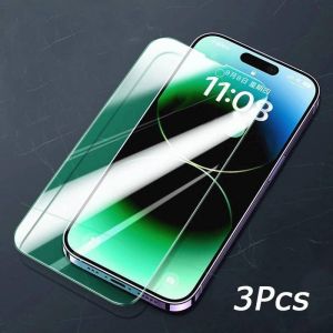 100D Green Light Clear Tempered Glass Film For iPhone 15 14 13 12 11 Pro Max Mini Plus Anti Scratch Phone Screen Protector For iPhone 6 6s 7 8 Plus X XR Xs Max SE 2020 2022