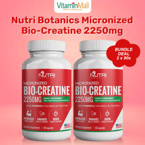 TWIN PACK - Nutri Botanics Bio-Creatine Monohydrate 2250mg - Workout Supplement Bigger Muscle Boost Physical Performance