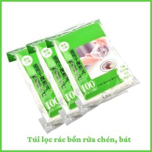 [Freeship]Túi lưới lọc rác thông minh 100 cái/bịch lọc rác bồn rửa chén bát - dạng sợi mềm có chun co giãn ôm miệng túi dễ tháo lắp - Caroni