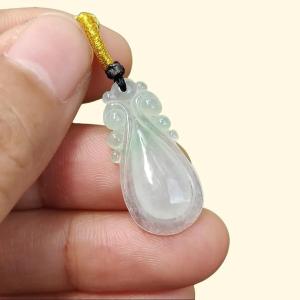 Newly Listed SG Local Seller ~ Crafted with shape of Drop pendant on Translucent Natural Type A Jadeite Jade certificate weighs 1.34 grams measurement 24.6 * 11.5 * 3.6 mm (pendant364)