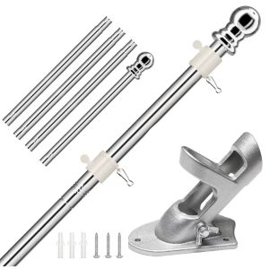 Set 1.8M Tiang Bendera Dinding Baja Tahan Karat + Flagpole Bracket Holder Wall Bracket Dudukan/Tiang Bendera+Flagpole Bracket