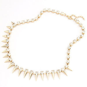 Jewelry with diamonds long retro Korean pendant necklace rivet accessories.