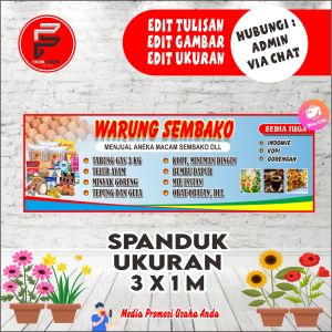 Spanduk Warung Sembako / Banner Toko Sembako / Spanduk Sembako / Spanduk Ukuran 3x1 m Bisa COD