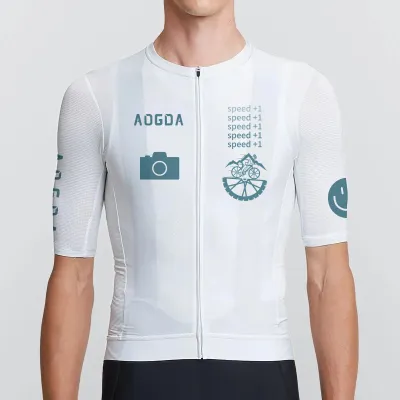 AOGDA Aero Fit เสื้อขี่จักรยานไม่ระบุเพศแขนสั้นและแขนยาว