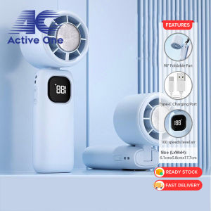 ACTIVEONE 100 Speed Portable USB Mini Fan With Ice Compression Kipas Mini Cooling Fan Rechargeable Handheld Fan With LED Display - Fulfilled by ACTIVEONE
