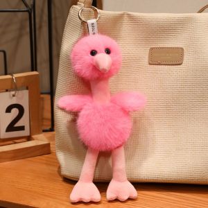 HUAGUES Furry Ostrich Plush Keychains Soft Stuffed Cute Bird Plush Keychains Kawaii Decor 20cm Ostrich Plush Doll Pendant Birthday Gift