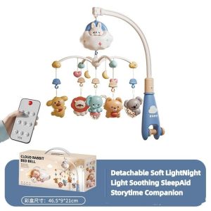 Remote Control Baby Crib Music Mobile Light Rotating Bell Hanging Toy Newborn Sleep Aid