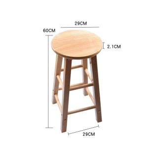 Log color Four heights Solid Wood Bar Stool Chair Home High Round Dining  Chair Nordic Stool Chair Milk Tea Shop Chair