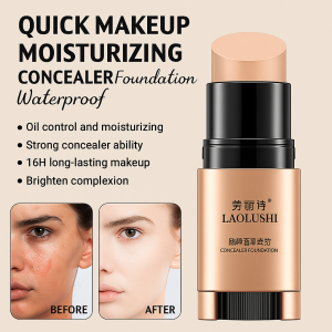 Eraser Moisturizing Foundation Stick Serum Waterproof Oil Control Boosted Skin Tint Foundation Stick Portable Long-Lasting Full Cover Concealer Foundation Stick Lightweight Silky Texture Brightening Beauty Tool Travel Makeup保湿粉底棒