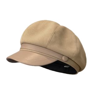 JING Windproof Winter Beret Hat Woolen Vintage Painter Octagonal Cap Fashion Breathable Panama Cap for Women