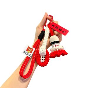 ARTMU Màu sáng Móc khóa cầu lông móc Mini Dễ thương dây chuyền cầu lông dệt kim Thời trang Đồ trang trí Móc khóa xe hơi Quà Tặng