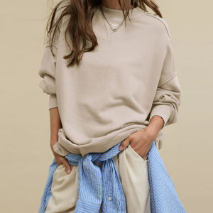 Penghantaran dari China [2025] Jaket Sweatshirt a Eropah dan Amerika Baru Terlaris untuk Wanita Longgar Kasual Bera Jenama Atas Leher Bulat Ulang-alik Perasaan mewah wanita 3.5